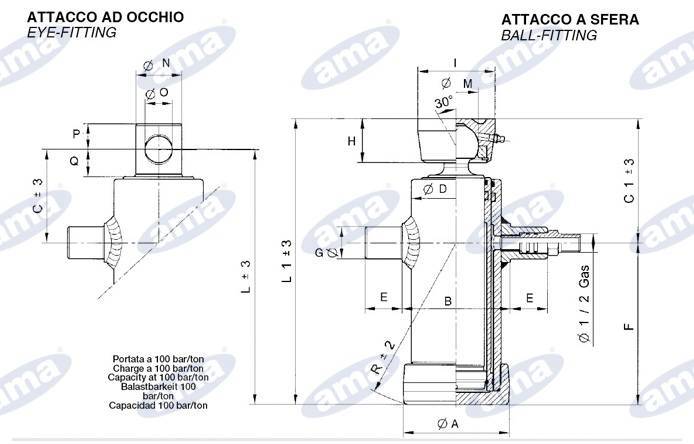 Specifikace - Hydr. válec vyklápění 10 tun/830mm