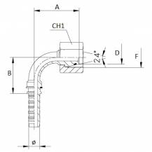 Obrázek k výrobku 31194 - Hydraulická hadice 2SN, 600 mm, DKOL (8) + DKOL 90 (8); M 14x1,5