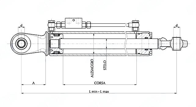 Obrázek k výrobku 27919 - Hydraulický třetí bod, 2. kategorie, délka 560 - 775 mm