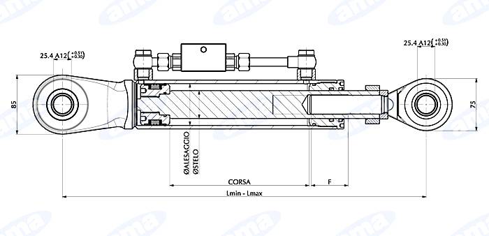 Obrázek k výrobku 27881 - Hydraulický třetí bod, 2. kategorie, délka 622 - 922 mm