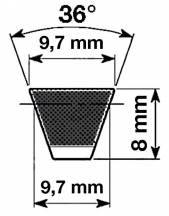 Obrázek k výrobku 26300 - klínový řemen 3VX402, 9,7x1008 Lp, 9,7x1021 Le