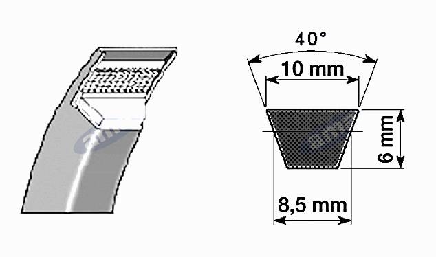 Obrázek k výrobku 23042 - klínový řemen Z29, 10x730 Li, 10x755 Lp