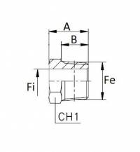 Obrázek k výrobku 58637 - Kompaktní redukce samec x samice  3/8"NPT x 1/4" BSP