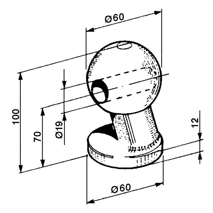 Obrázek k výrobku 23337 - Koule vyklápění přední Ø 60 mm