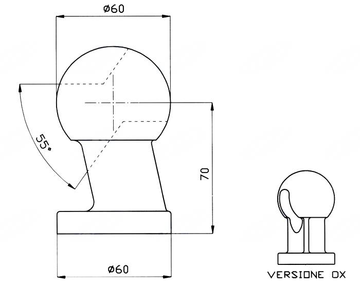 Obrázek k výrobku 23363 - Koule vyklápění zadní levá Ø 60 mm