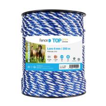 Obrázek k výrobku 73279 - Lano pro elektrický ohradník, průměr 6 mm, modro-bílé, 200 m, 0,4 Ω/m