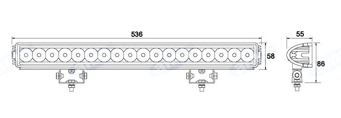 Obrázek k výrobku 28280 - LED hliníková světelná rampa-18LED, 12-28V, 4050 LM