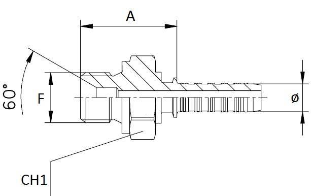 Specifikace - Lis. armatura s vnějším závitem a vnitřním kuželem 60 st. 1/2" - 22x1,5