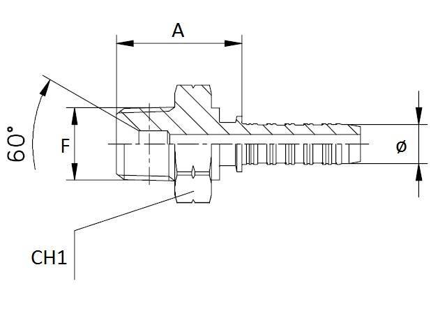 Specifikace - Lis. armatura s vnějším závitem NPT a vnitřním kuželem 60 st. 3/4" - 3/4" NPT