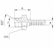 Obrázek k výrobku 58410 - Lis. armatura s vnějším závitem NPT a vnitřním kuželem 60 st. 1/4" - 1/4" NPT