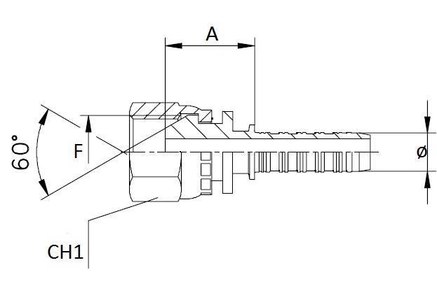 Specifikace - Lis. armatura s vnitřním závitem a těsnicí hlavicí 60 st. 1/2" - 22x1,5