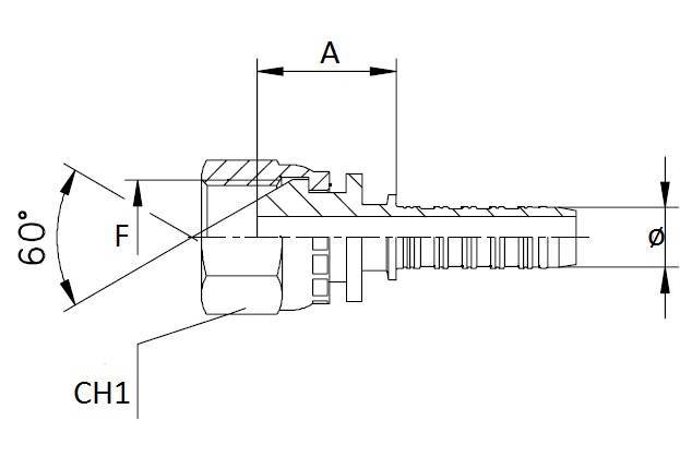 Specifikace - Lis. armatura s vnitřním závitem a těsnicí hlavicí 60 st. 1"1/4" - 1"1/4"