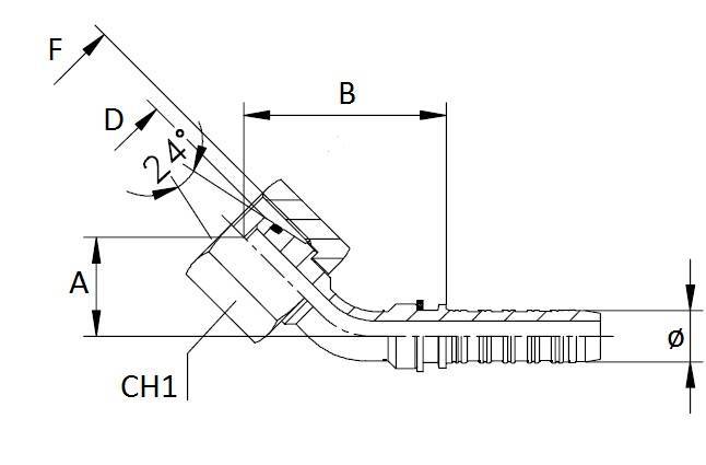 Specifikace - Lis. armatura s vnitřním závitem DIN 24, 1/2", M 22x1,5, 45 st.