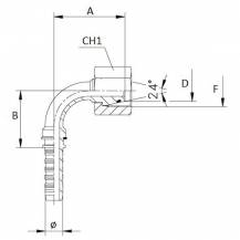 Obrázek k výrobku 58424 - Lis. armatura s vnitřním závitem DIN 24, 1/4", M 14x1,5, 90 st.