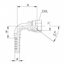 Obrázek k výrobku 58546 - Lis. armatura s vnitřním závitem JIC 74, 1/2", 3/4", 90 st.