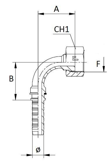 Specifikace - Lis. armatura s vnitřním závitem ORFS, 1"1/2", 2"- 12, 90 st.