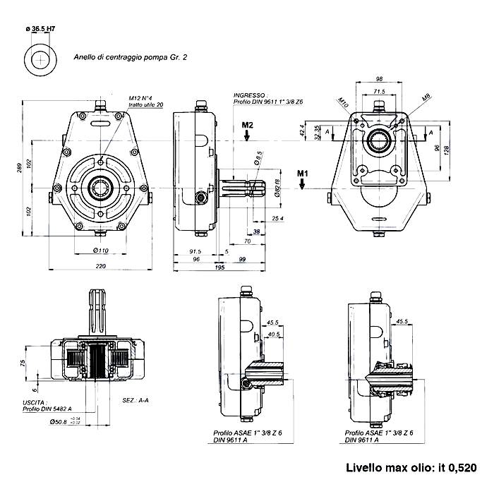 Obrázek k výrobku 68864 - Litinová převodovka k hydraulickému čerpadlu GR. 3, samice 1:3,5