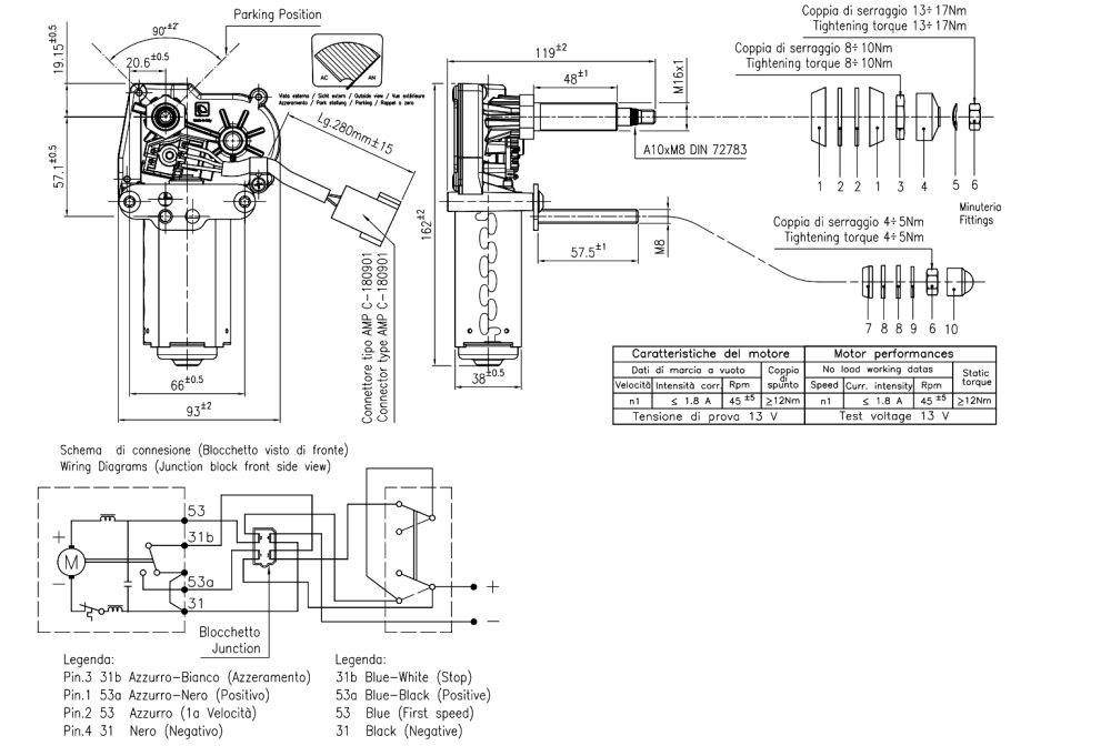 Obrázek k výrobku 26513 - Motorek stěrače 12V, 90 stupňů