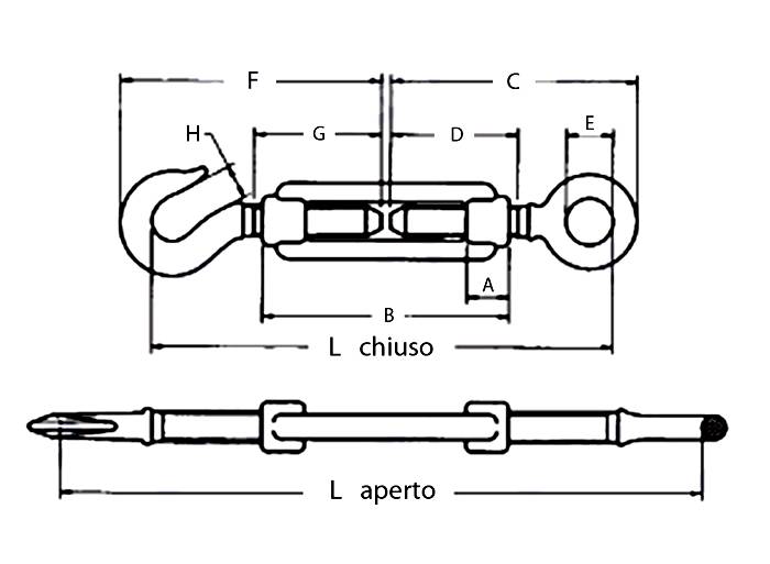 Obrázek k výrobku 29813 - Napínací matice, oko-hák, 220 mm