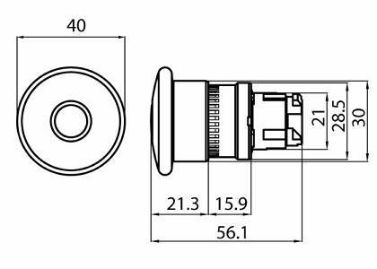 Specifikace - Nouzový vypínač 40 mm