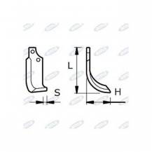Obrázek k výrobku 43512 - NŮŽ ROTAVÁTORU 115 x 194 x 12 MM LEVÝ