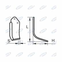 Obrázek k výrobku 60398 - NŮŽ ROTAVÁTORU 135 x 165 x 27 MM LEVÝ