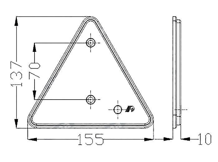 Obrázek k výrobku 34286 - Odrazka trojúhelník s otvory - 155x137x10mm