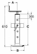 Obrázek k výrobku 11651 - opěrná noha s výškovou aretací 1000 kg/300 mm