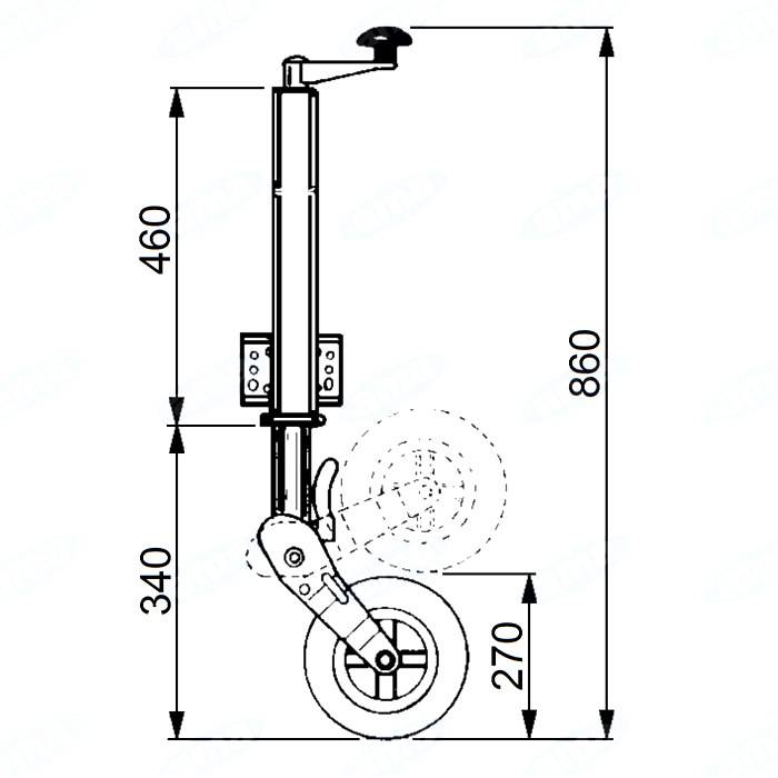 Obrázek k výrobku 24886 - opěrné kolo sklopné 400kg/250 mm