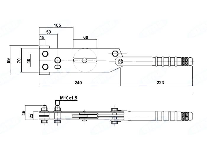 Obrázek k výrobku 26593 - Páka ruční brzdy 460mm s kov. kladkou