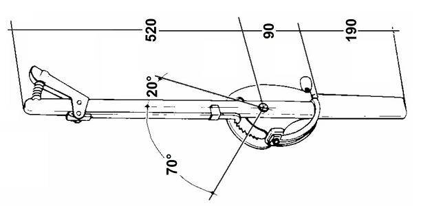 Specifikace - Páka ruční brzdy 520mm