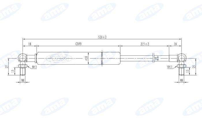 Obrázek k výrobku 36806 - Plynová vzpěra pro SAME 9208.140.3