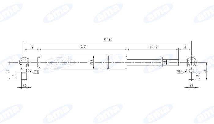 Obrázek k výrobku 36808 - Plynová vzpěra pro SAME 9233.166.4