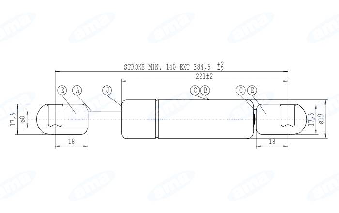 Obrázek k výrobku 36782 - Plynová vzpěra Stabilus 1523FS