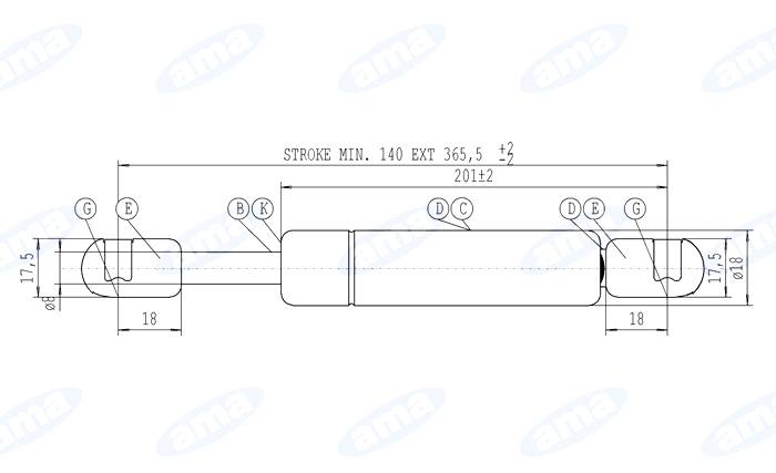 Obrázek k výrobku 36780 - Plynová vzpěra Stabilus 7558ND