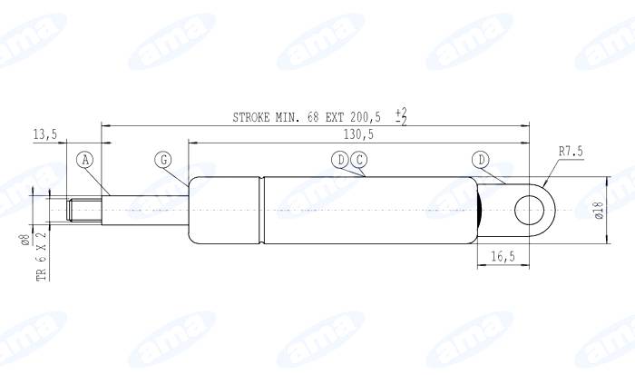 Obrázek k výrobku 36795 - Plynová vzpěra Stabilus 7783NX