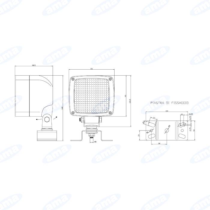 Obrázek k výrobku 20037 - Pracovní halogenové světlo 12V/24V 100x100 mm