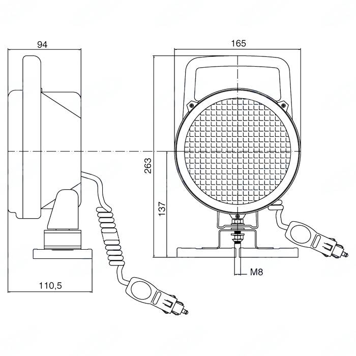 Obrázek k výrobku 34600 - Pracovní halogenové světlo kulaté magnetické 165 mm