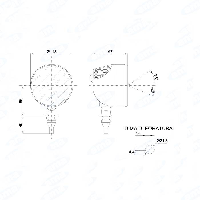 Obrázek k výrobku 34605 - Pracovní světlo kulaté s vypínačem 118 mm, COBO