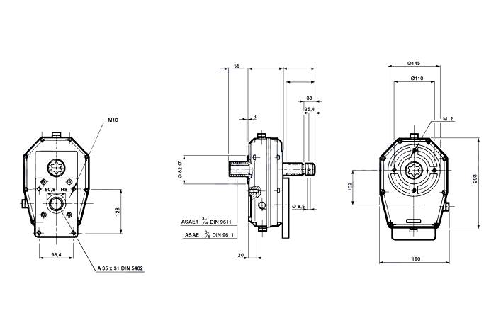 Obrázek k výrobku 21693 - Převodovka k hydraulickému čerpadlu GR 2/GR 3, 1:3, samice
