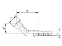 Obrázek k výrobku 58463 - Přírubová lisovací armatura SAE 3000, 3/4", 38 mm, 45 st.