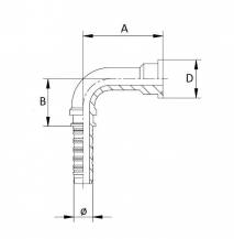 Obrázek k výrobku 58467 - Přírubová lisovací armatura SAE 3000, 3/4", 38 mm, 90 st.