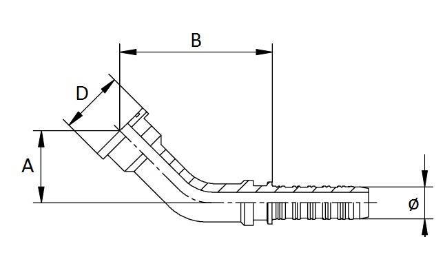 Specifikace - Přírubová lisovací armatura SAE 6000, 1", 47,6 mm, 45 st.