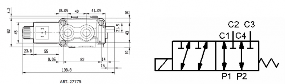 Specifikace - Průmyslový 6 cestný ventil 60l, 3/8", 12V