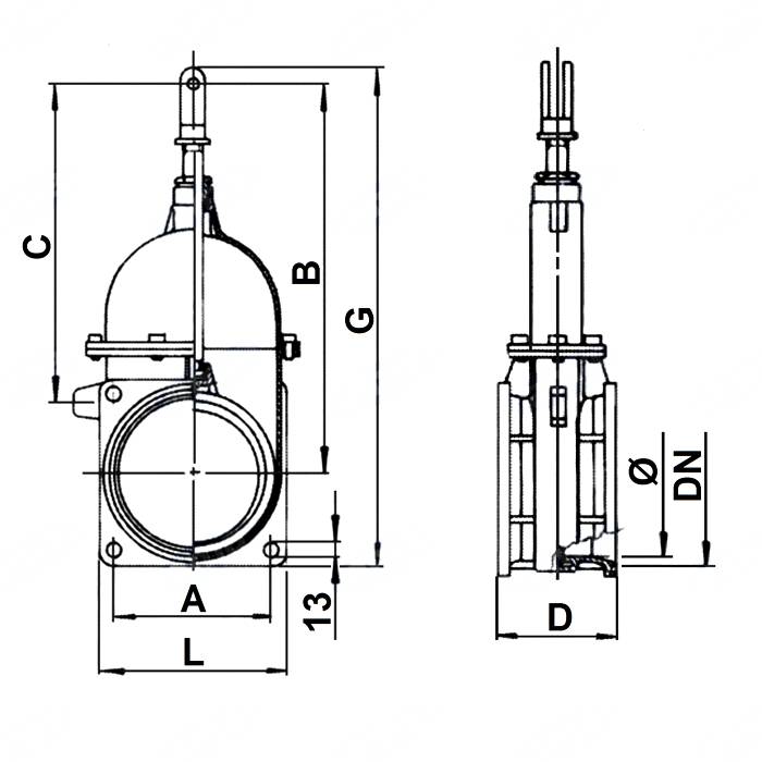 Obrázek k výrobku 24880 - RIV Perla šoupě  6", 2 x příruba