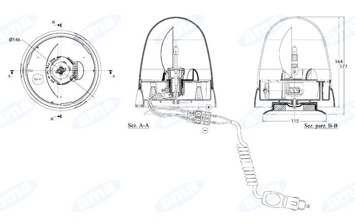 Obrázek k výrobku 20151 - Rotační Maják magnetický  12/24V, serie ONE