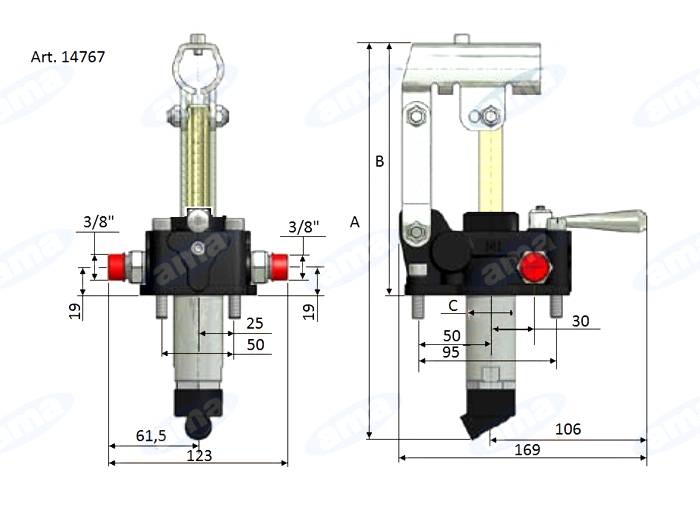 Obrázek k výrobku 23993 - ruční hydraulická pumpa dvoučinná bez nádrže