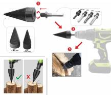 Obrázek k výrobku 95177 - Sada trnů na štípání dřeva 32 a 42 mm + 4 nástavce