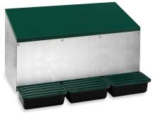 Obrázek k výrobku 125842 - Snáškové hnízdo pro slepice se sběrným košíkem na vejce GAUN 10123 venkovní trojmístné