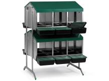 Obrázek k výrobku 125851 - Snáškové hnízdo pro slepice se sběrným košíkem na vejce GAUN 10145 dvanáctimístné na nožičkách